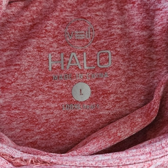 Halo hooded long-sleeve athletic top Red sz L Modest - Picture 3 of 9